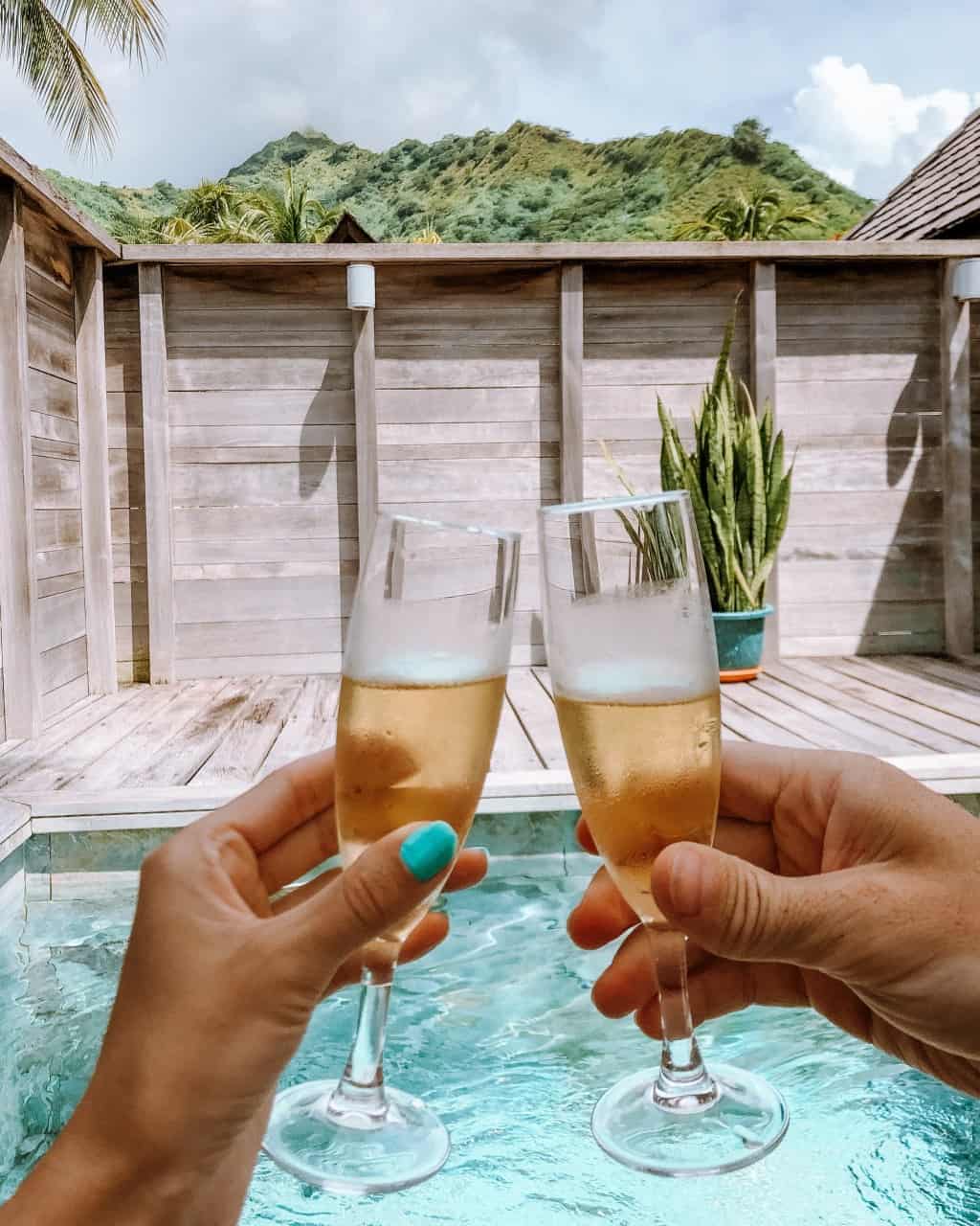 Chamapagne at the Hilton Moorea Private Pool