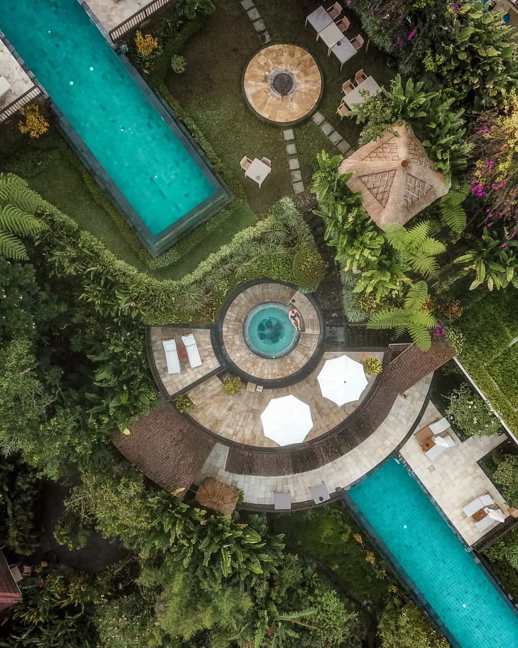 Munduk Moding Plantation Infinity Pools from above