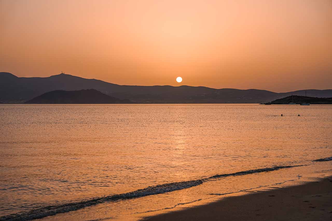 Beautiful sunset at Agios Prokopios Beach