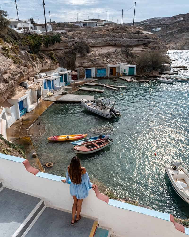 Mandrakia in Milos: Traditional boathouses built into the rocks