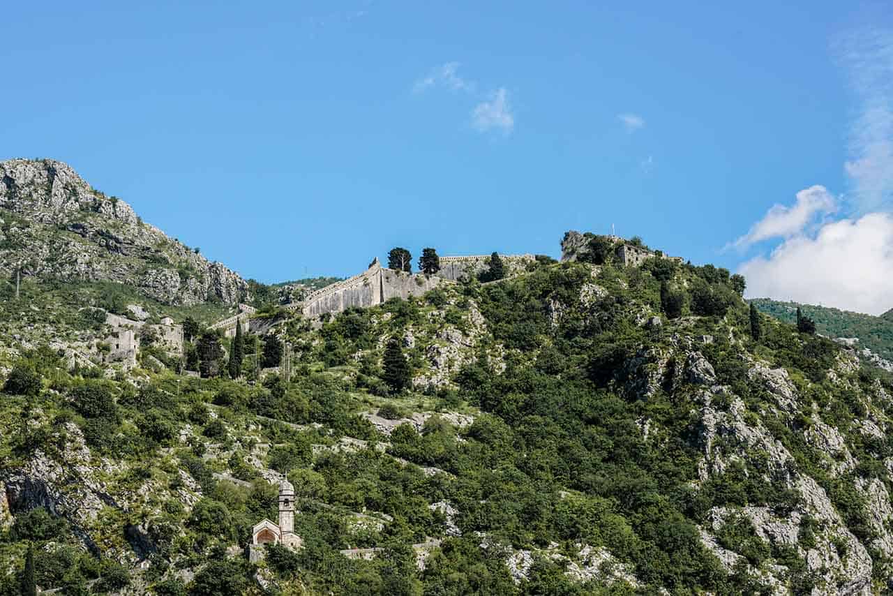 Kotor Fortress: Old ruins perched on top of a hill overlooking Kotor Town